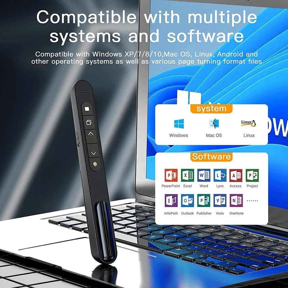 Laser Pointer Presenter - Control remoto multifuncional Flip Pen carga