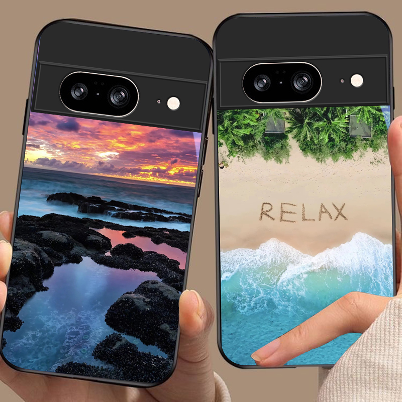 Google Pixel 9 - Funda de vidrio negra con diseño